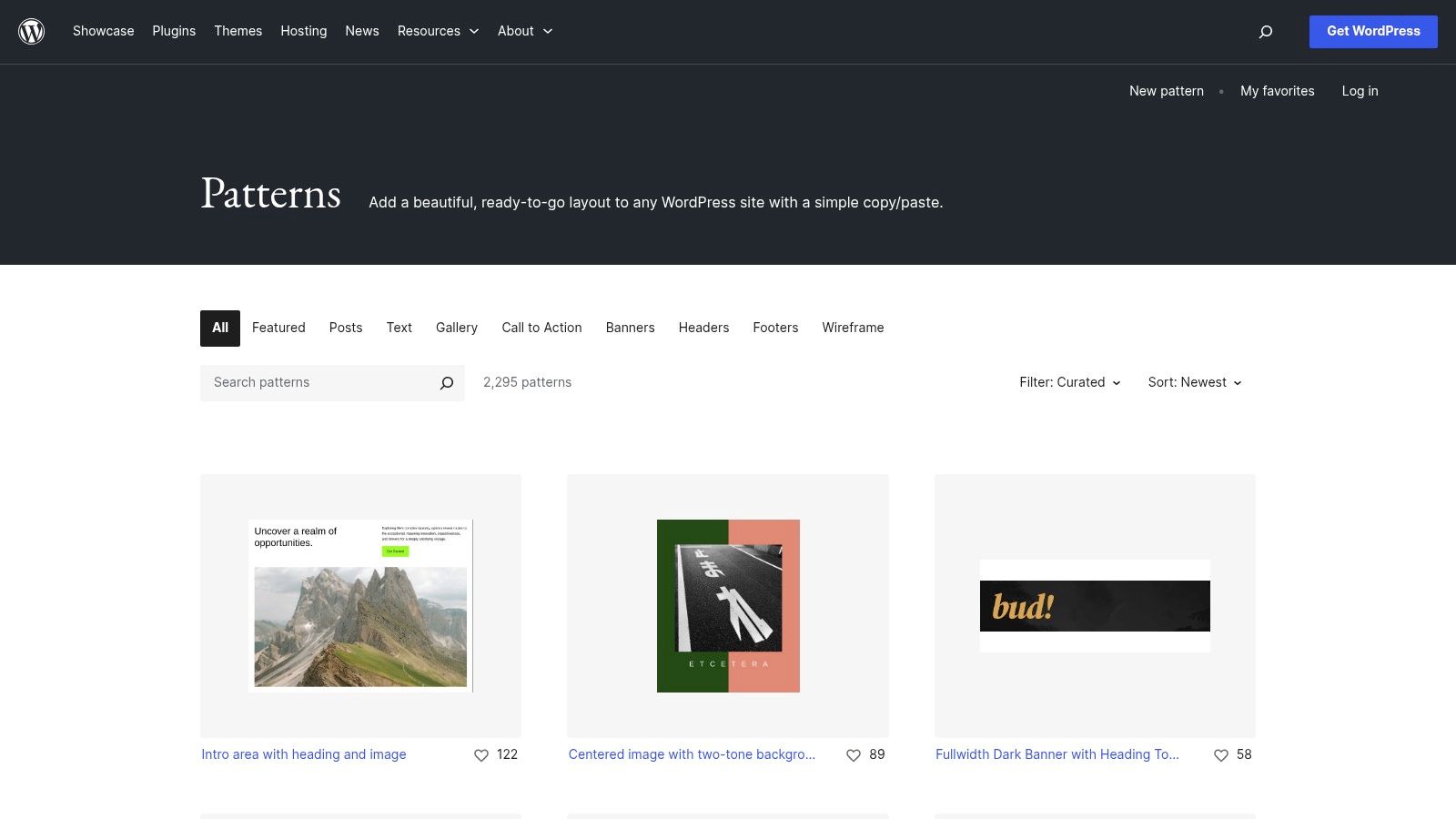 WordPress Block Pattern Directory (official)