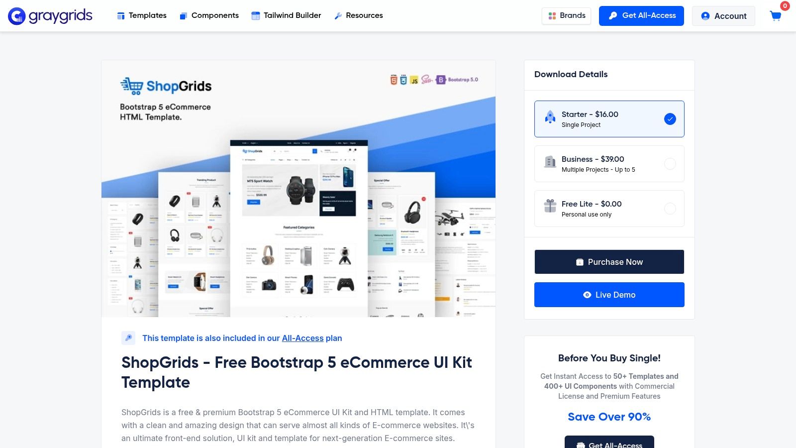 GrayGrids – ShopGrids (Bootstrap 5 eCommerce UI Kit + Template)